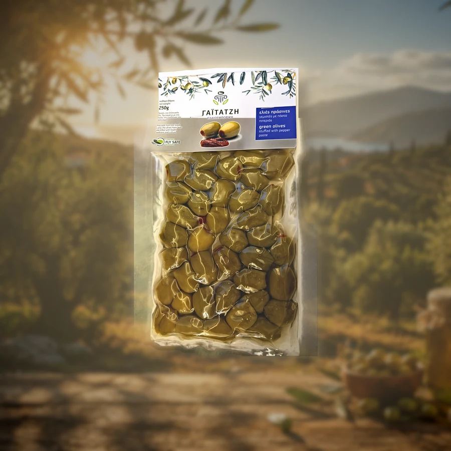 Măsline verzi cu ardei de Florina 250 g