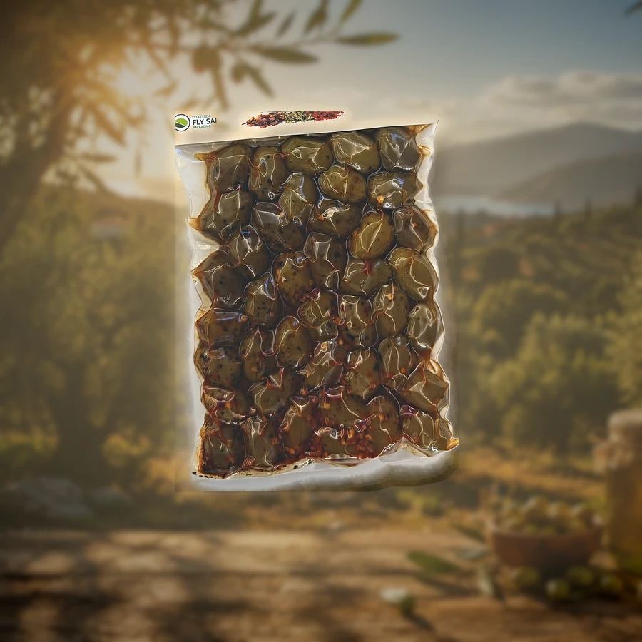 Măsline verzi cu oregano, ardei și boia 250 g