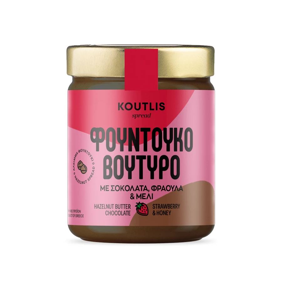 Unt de alune de pădure cu ciocolată, căpșună și miere Koutlis 300 g