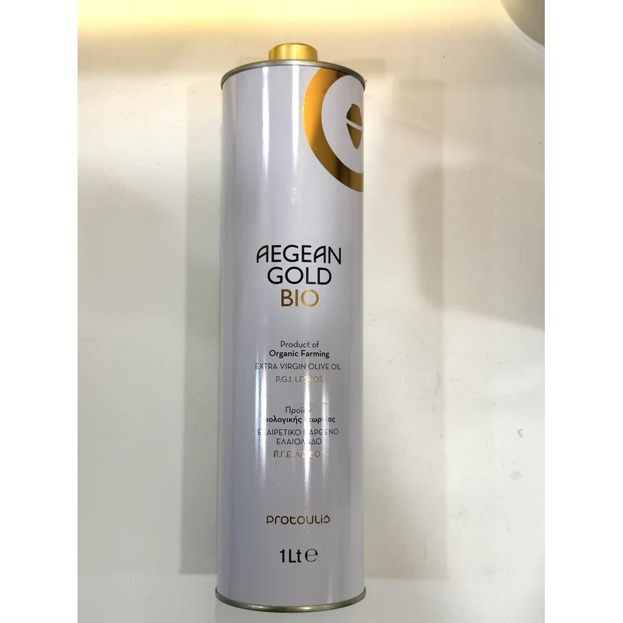 Ulei de măsline extravirgin BIO IGP Lésvos Aegean Gold 1 L (bidon metalic)